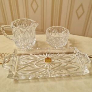 Vintage Creamer Sugar Bowl Cut Crystal Westerm Germany